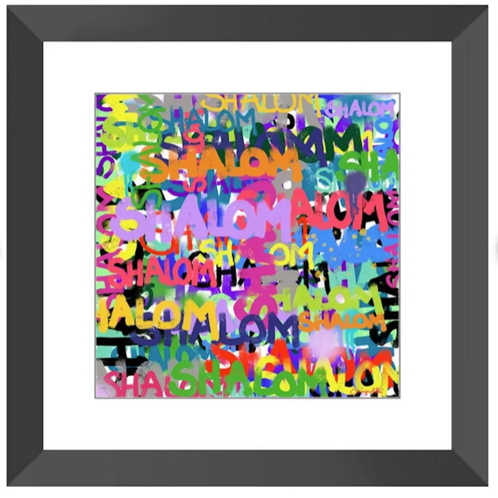 Shalom Multicolor Graffiti Style, Black Frame