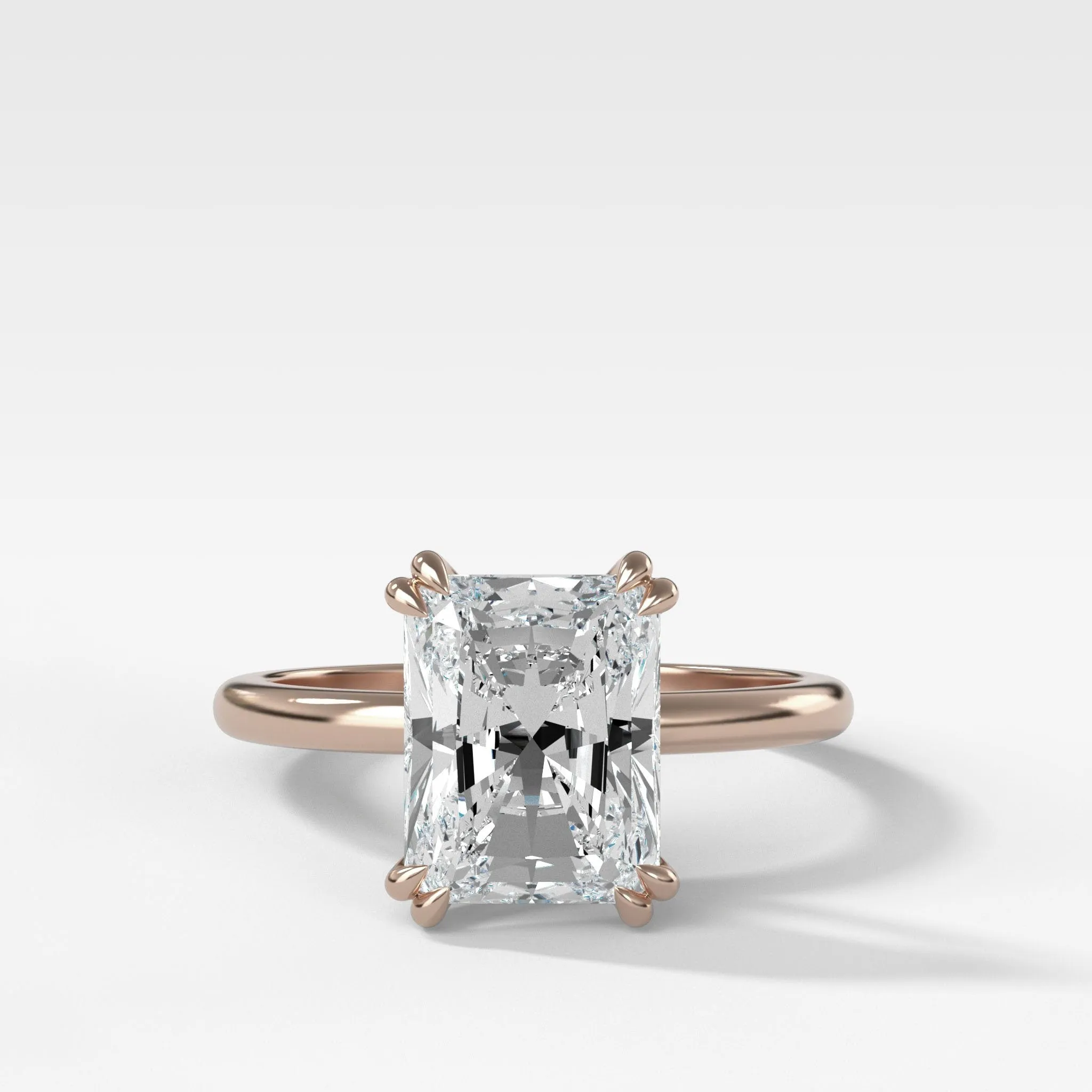Signature Cathedral Solitaire Engagement Ring With Elongated Radiant Cut Diamond