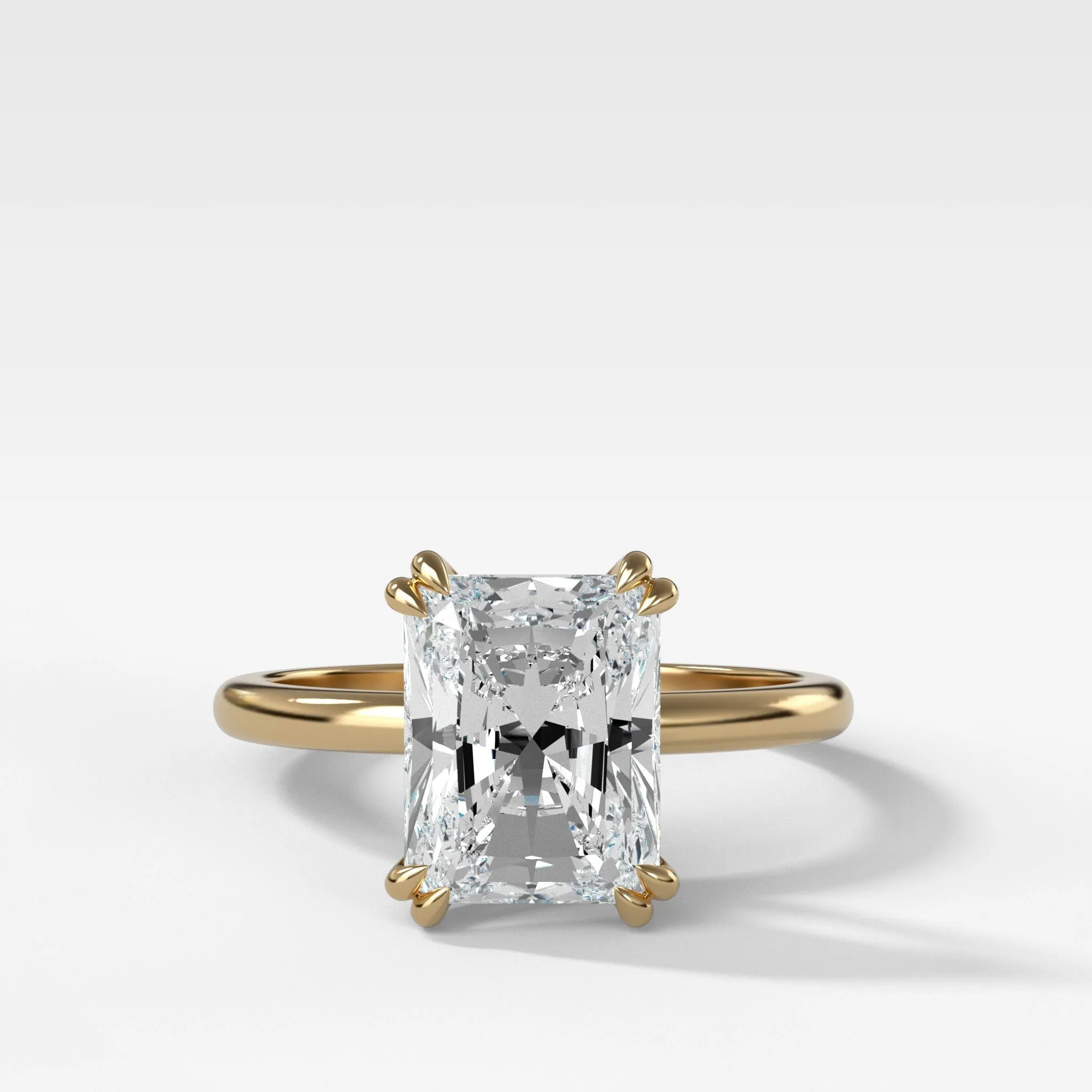 Signature Cathedral Solitaire Engagement Ring With Elongated Radiant Cut Diamond