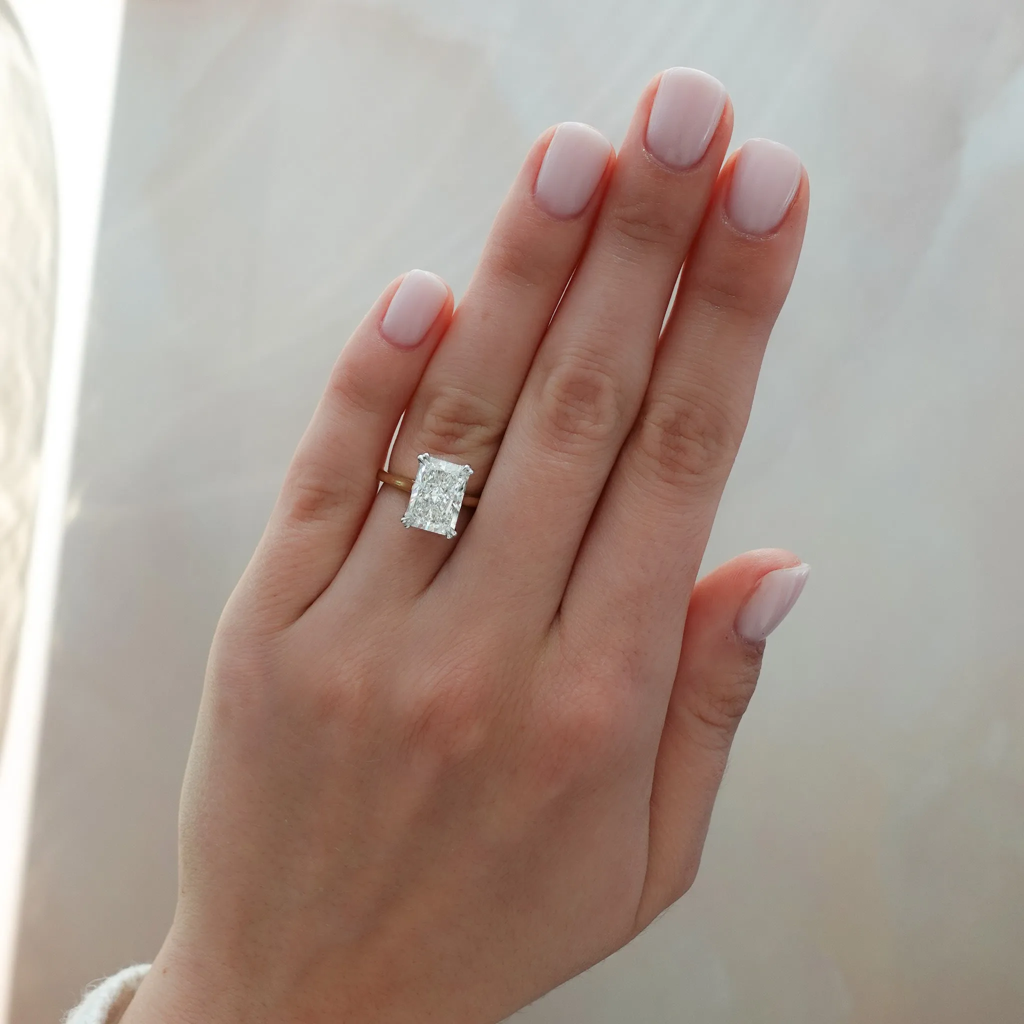 Signature Cathedral Solitaire Engagement Ring With Elongated Radiant Cut Diamond