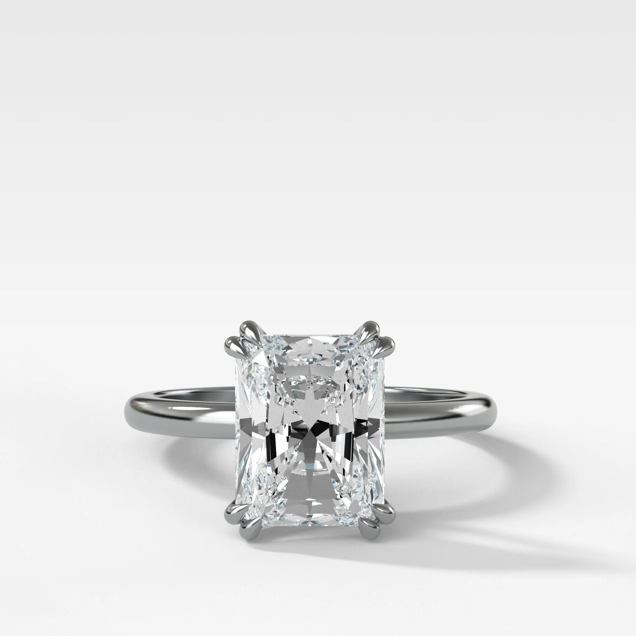 Signature Cathedral Solitaire Engagement Ring With Elongated Radiant Cut Diamond