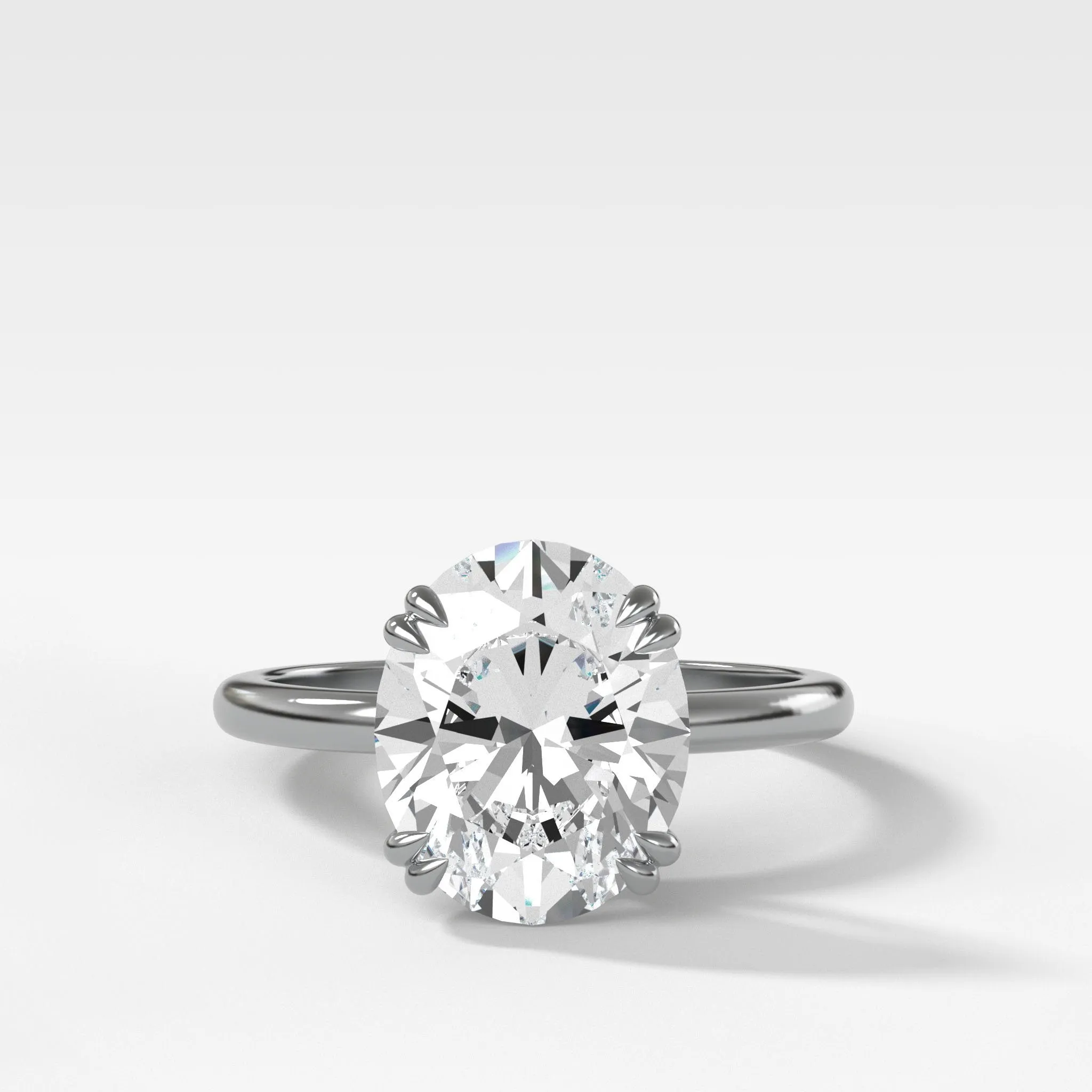 Signature Cathedral Solitaire Engagement Ring With Oval Cut Diamond