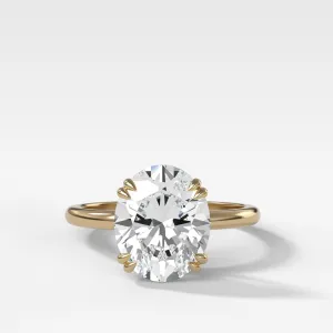 Signature Cathedral Solitaire Engagement Ring With Oval Cut Diamond