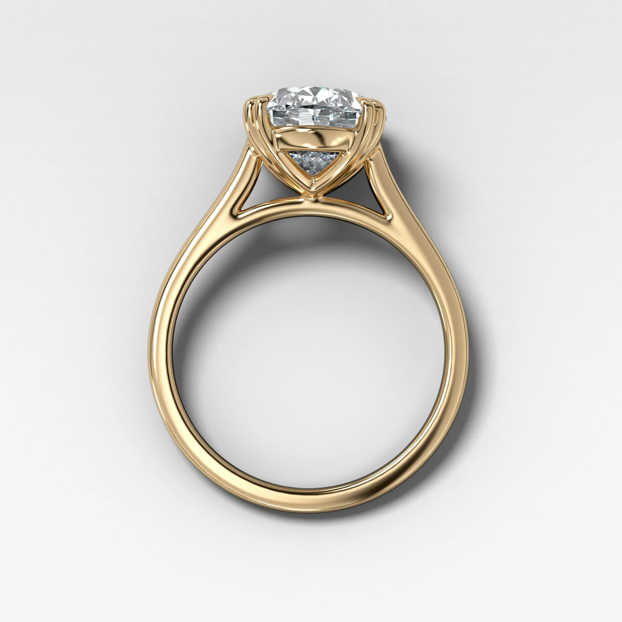 Signature Cathedral Solitaire Engagement Ring With Oval Cut Diamond
