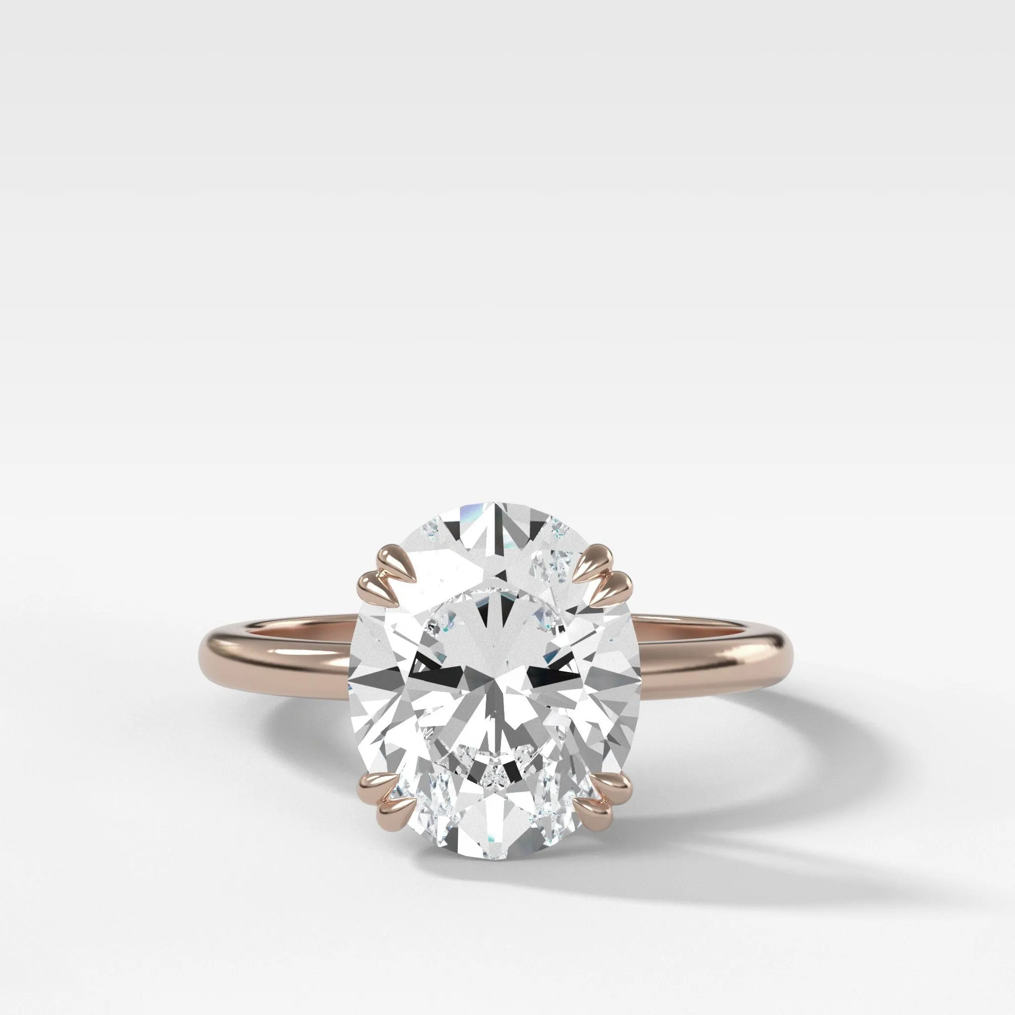 Signature Cathedral Solitaire Engagement Ring With Oval Cut Diamond