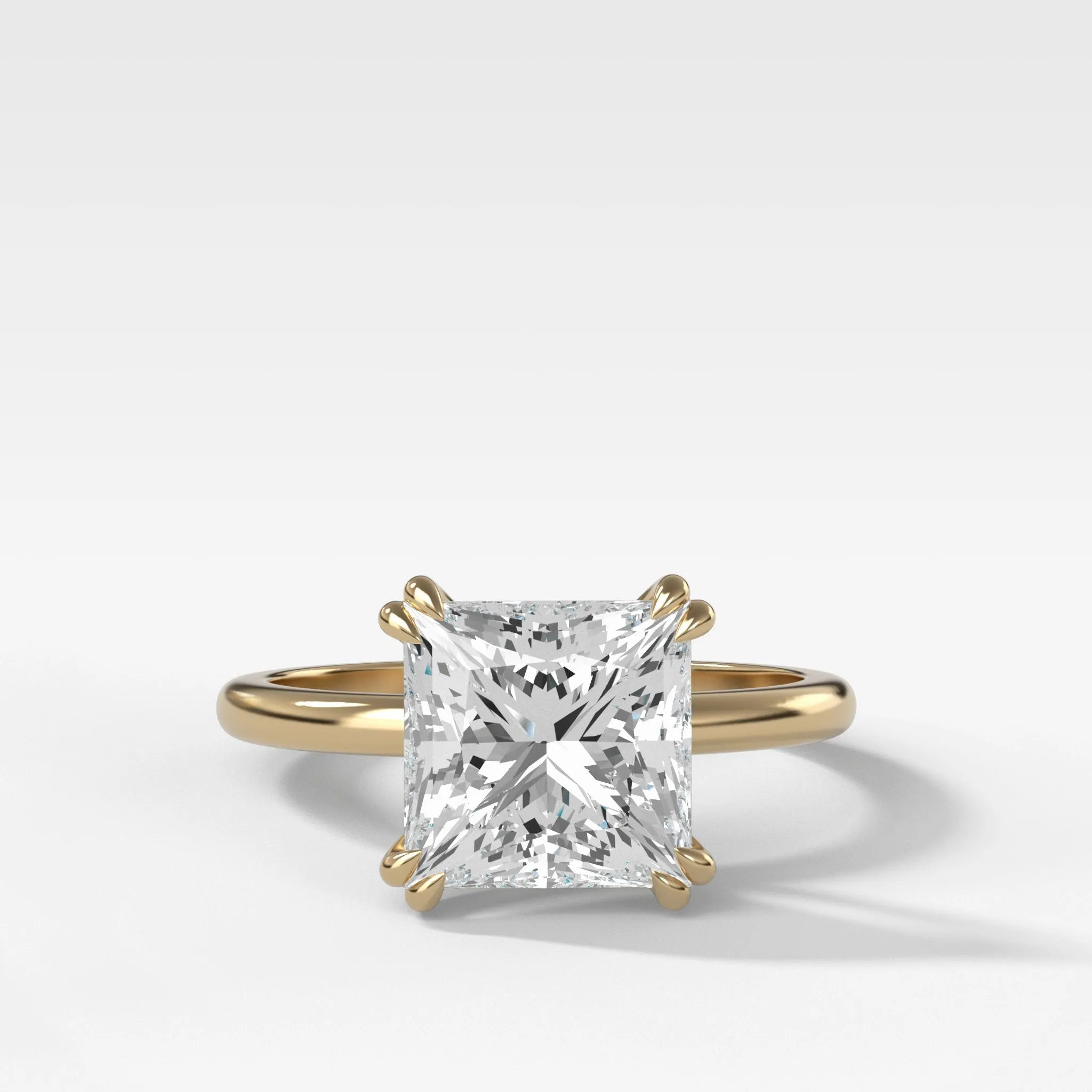 Signature Cathedral Solitaire Engagement Ring With Princess Cut Diamond
