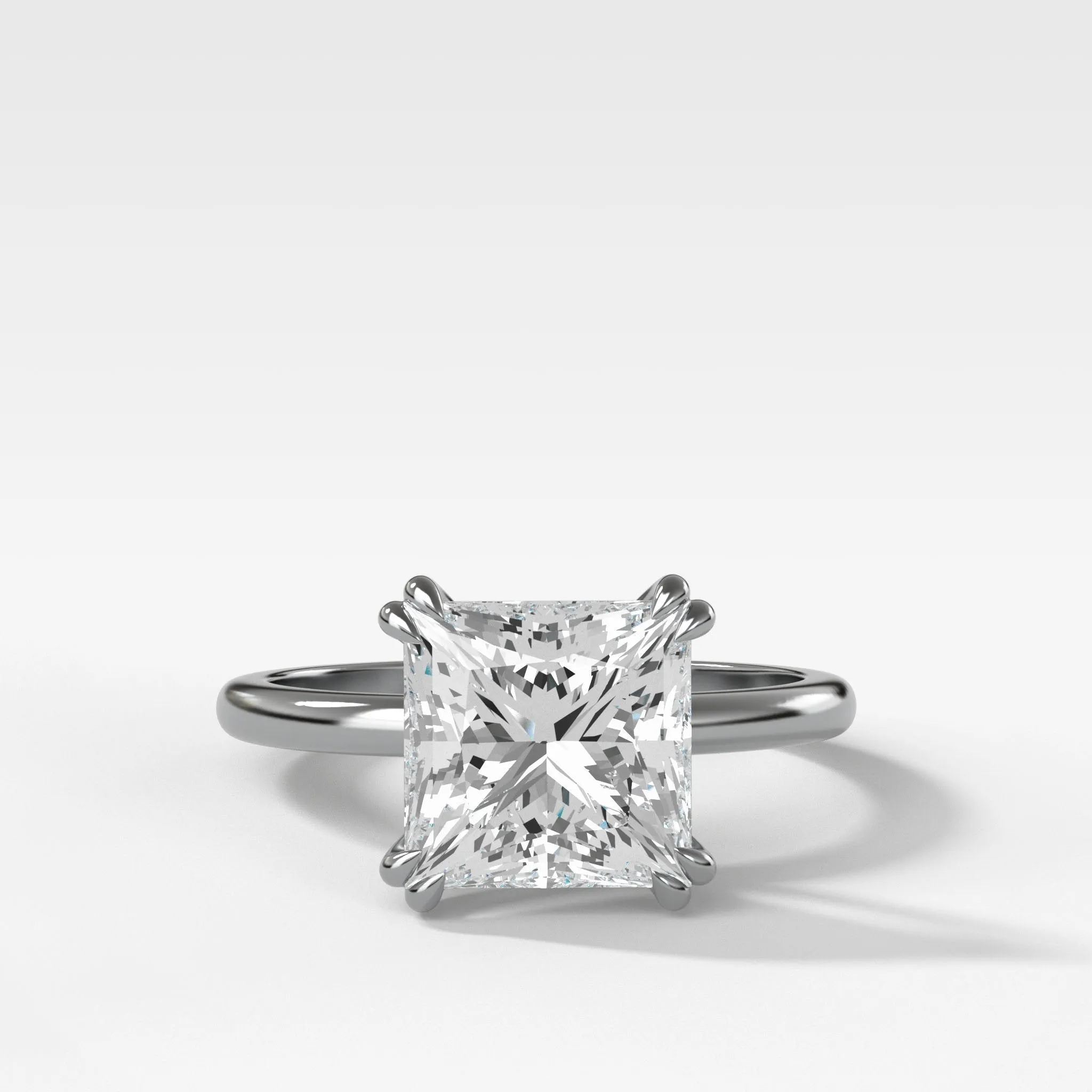 Signature Cathedral Solitaire Engagement Ring With Princess Cut Diamond