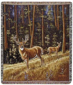 Simply Home TPM561 Whitetail Morning Throw Blanket Tapestry