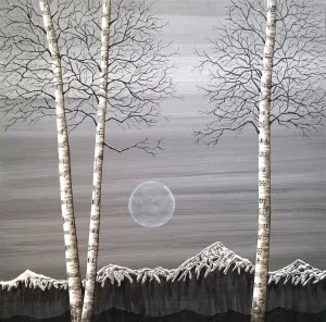 Singing Aspens in Gray/ Winter Mountains  (canvas wrap)
