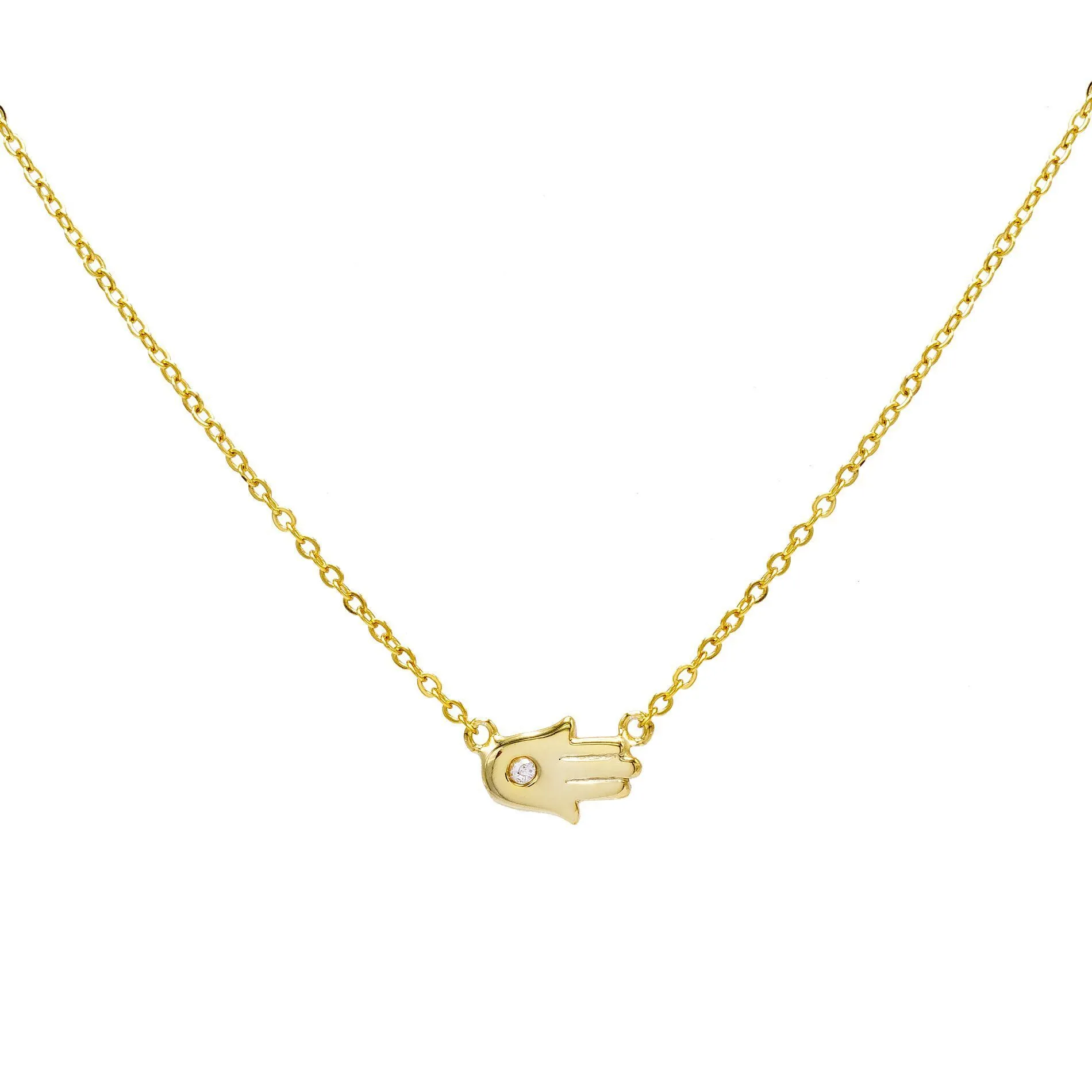 Slanted Mini Hamsa Necklace