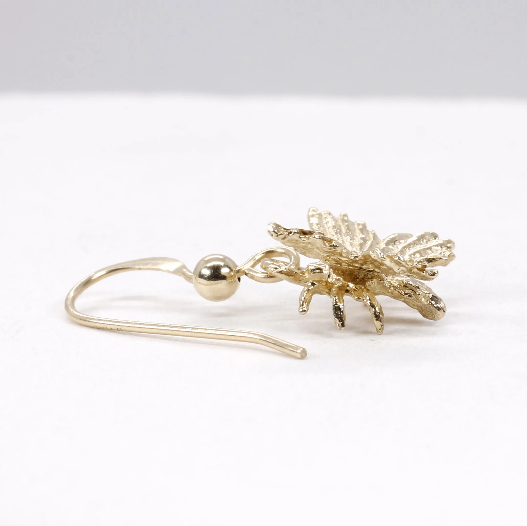 Small 3-D Butterfly Dangle Earrings made in 14kt gold
