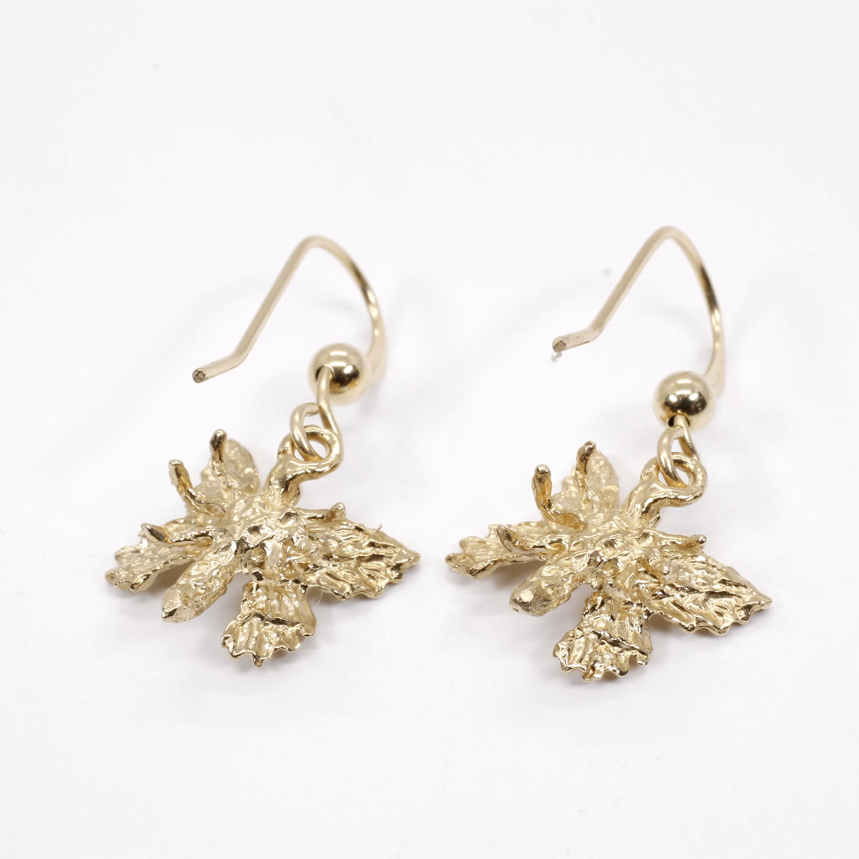Small 3-D Butterfly Dangle Earrings made in 14kt gold