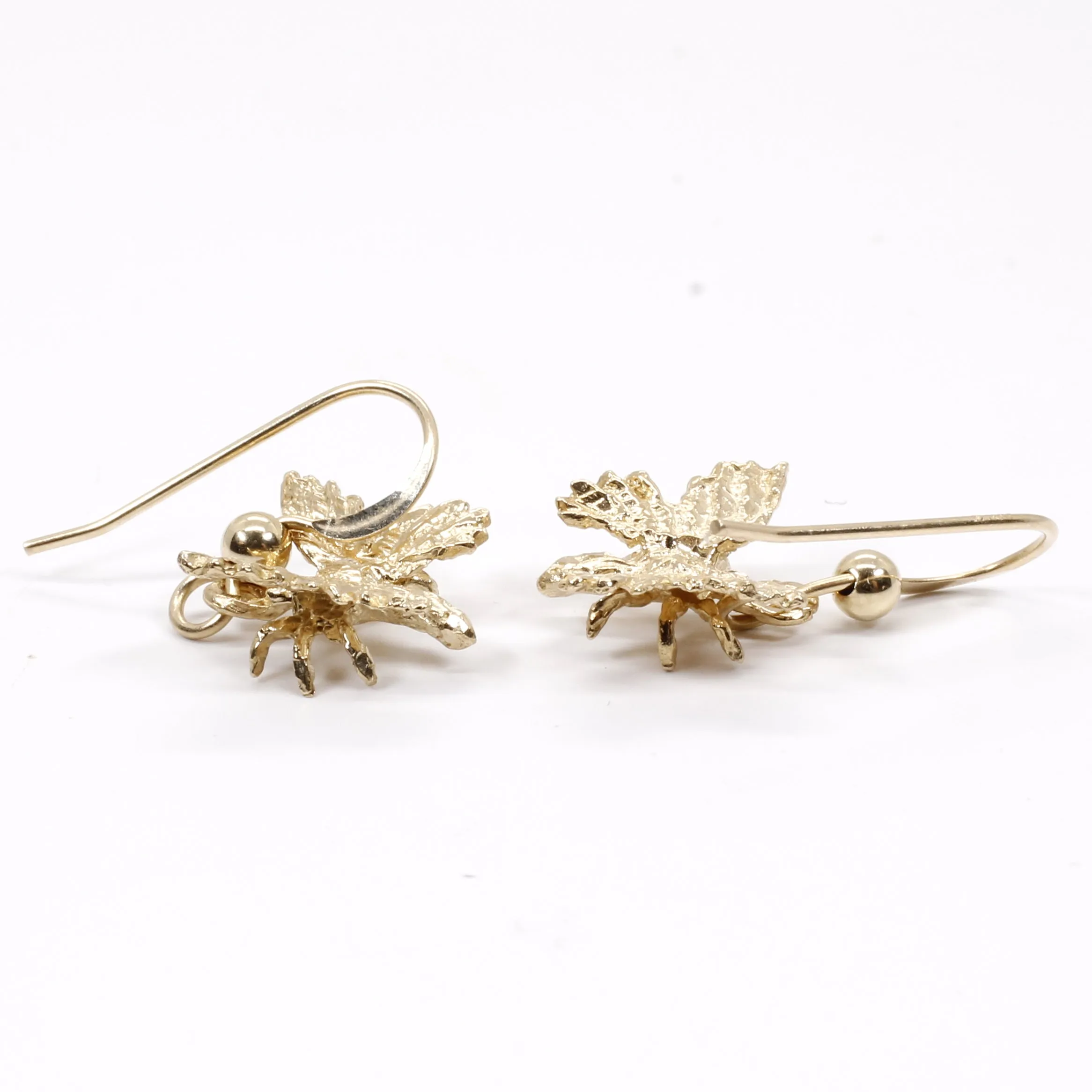 Small 3-D Butterfly Dangle Earrings made in 14kt gold