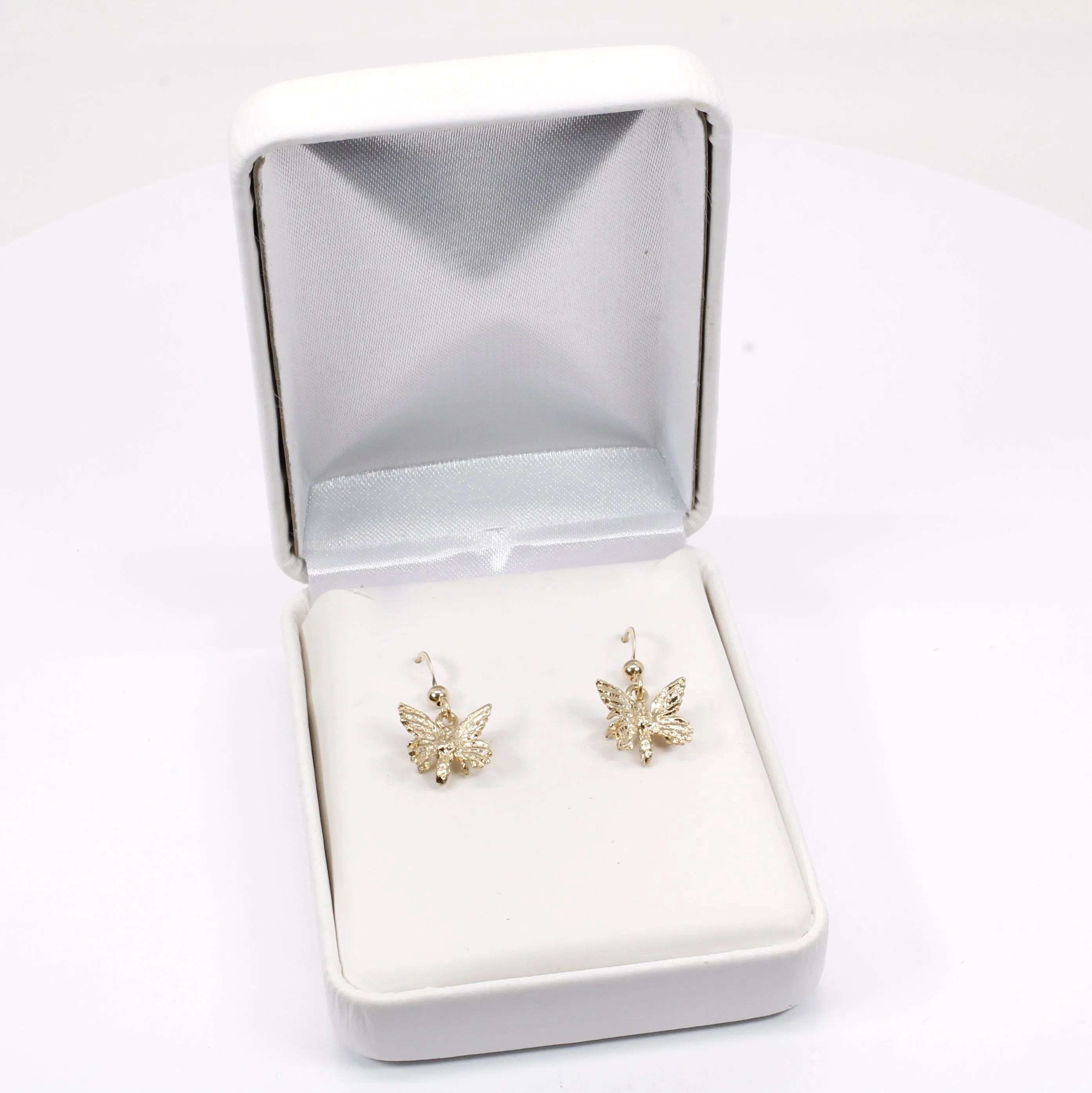 Small 3-D Butterfly Dangle Earrings made in 14kt gold