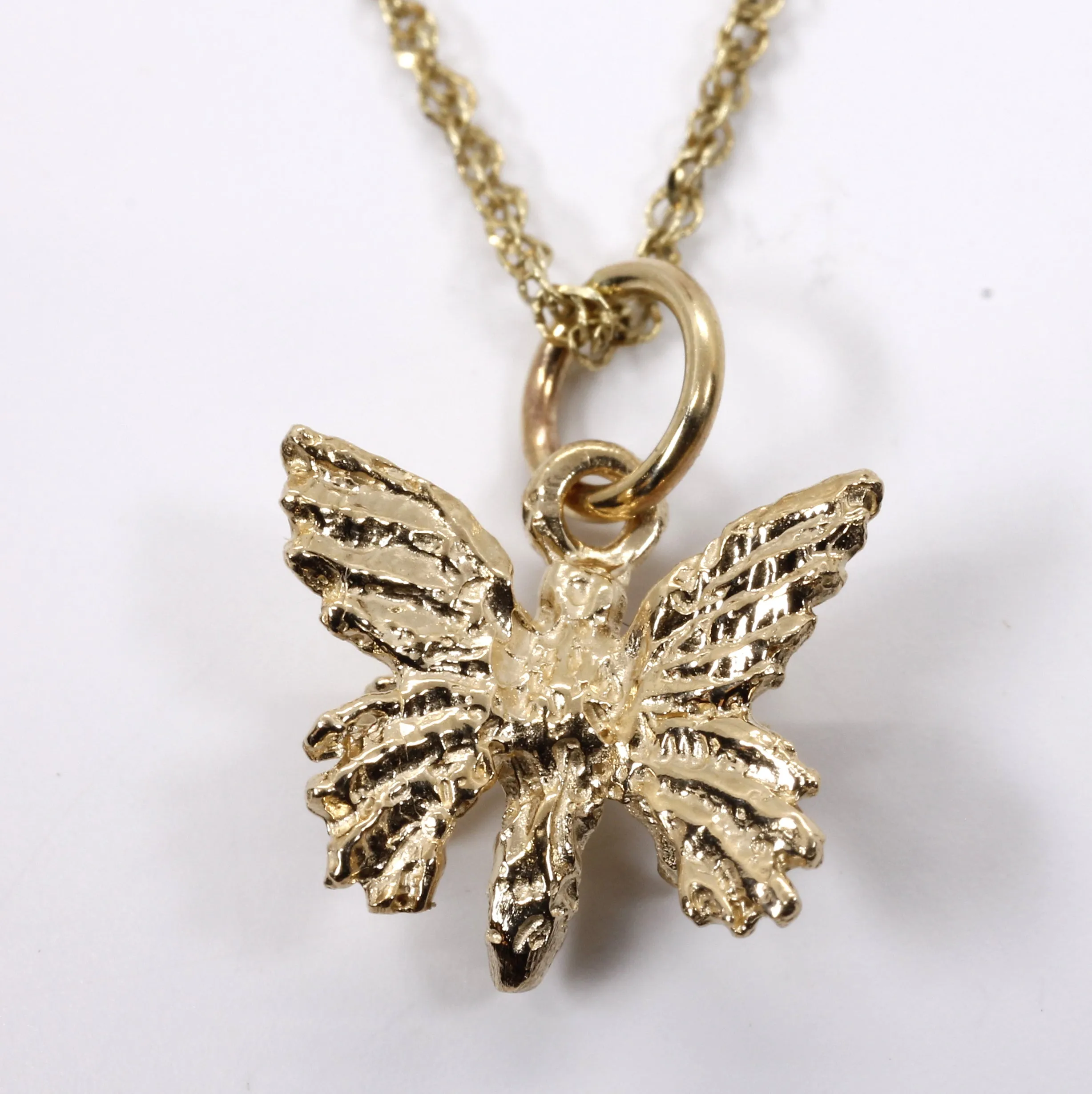 Small 3-D Butterfly Necklace made in 14kt gold