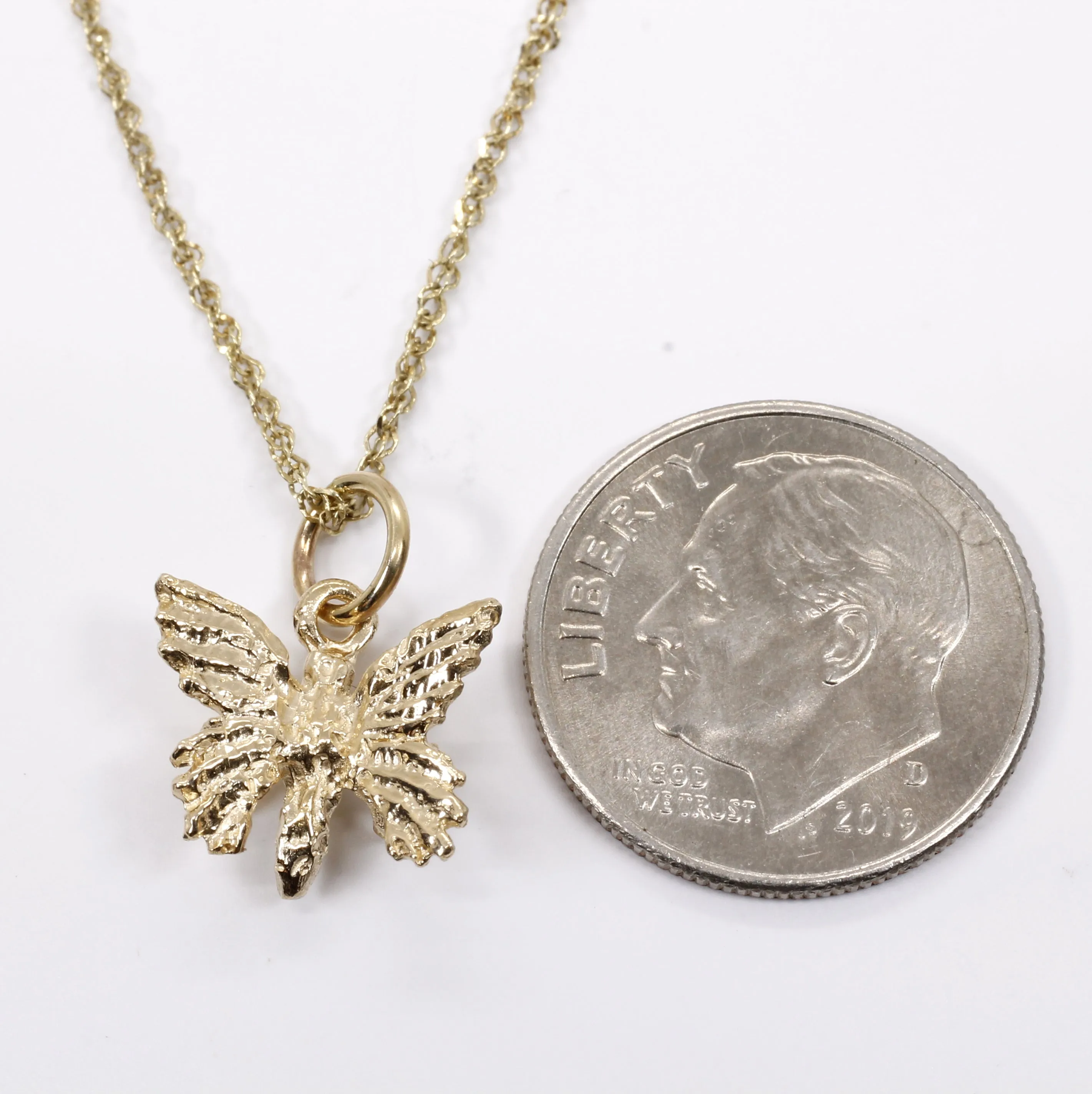 Small 3-D Butterfly Necklace made in 14kt gold