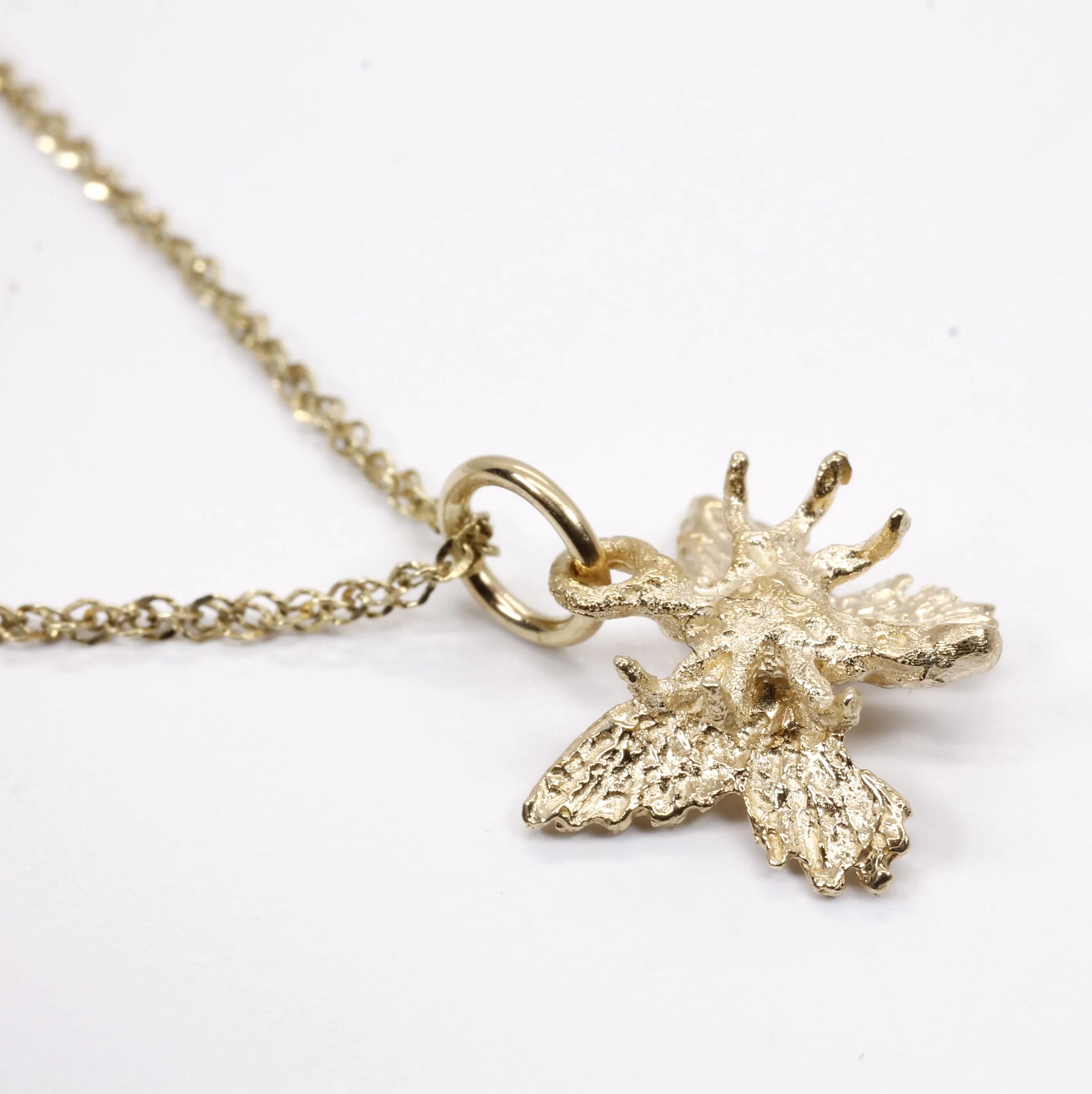 Small 3-D Butterfly Necklace made in 14kt gold