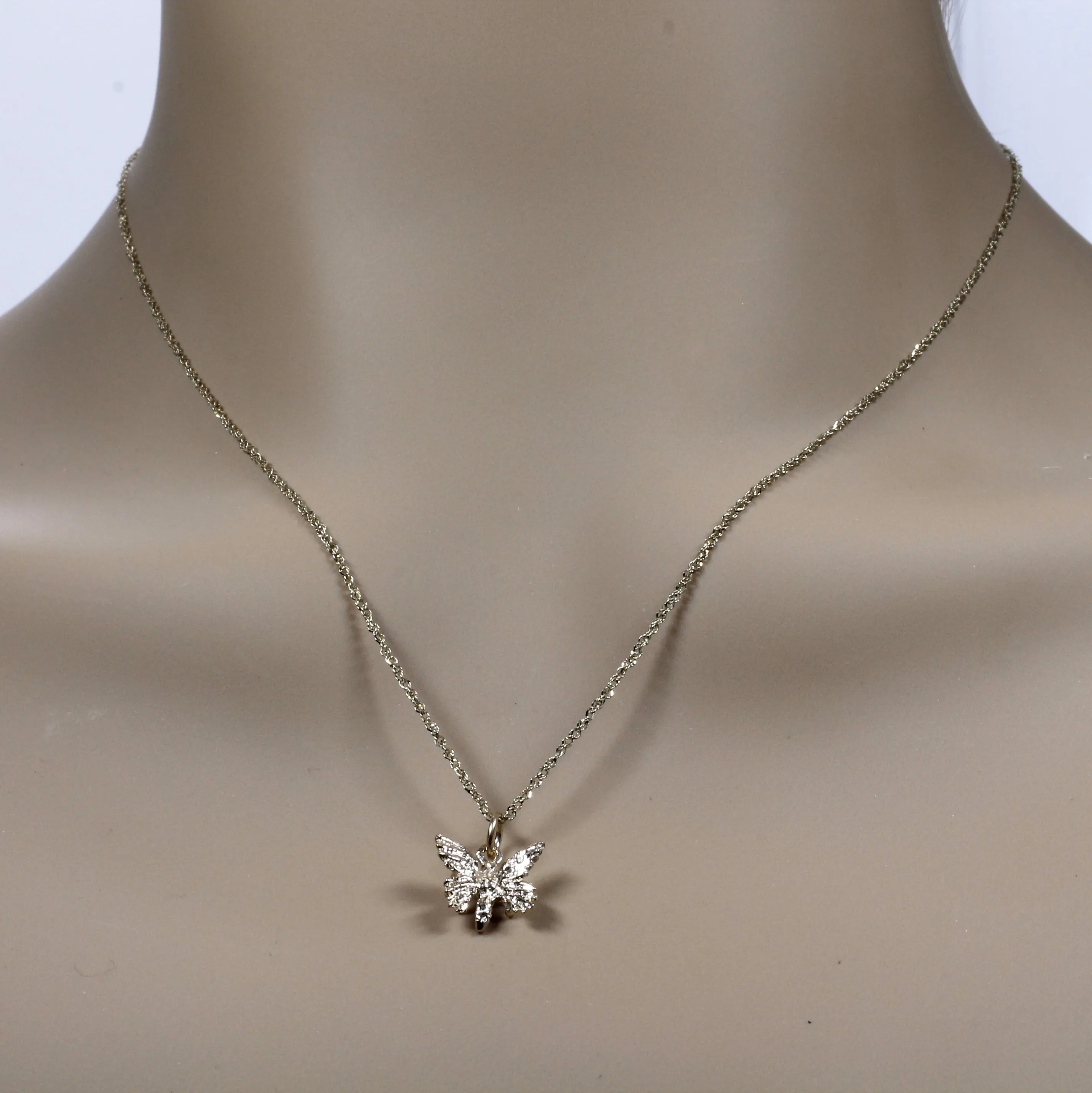 Small 3-D Butterfly Necklace made in 14kt gold