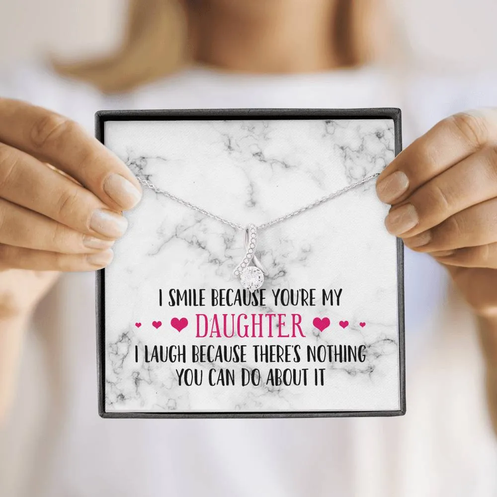 Smile Daughter Ribbon Drop Pendant Necklace