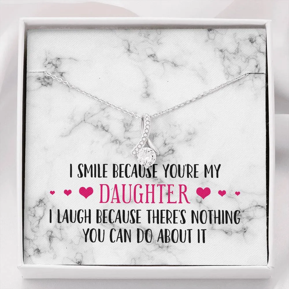 Smile Daughter Ribbon Drop Pendant Necklace