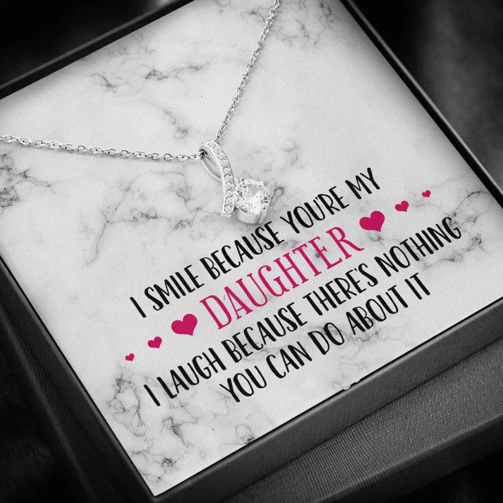 Smile Daughter Ribbon Drop Pendant Necklace