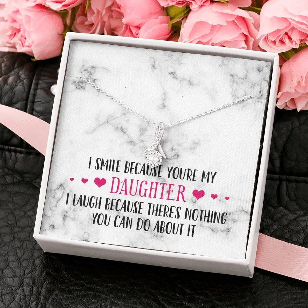 Smile Daughter Ribbon Drop Pendant Necklace