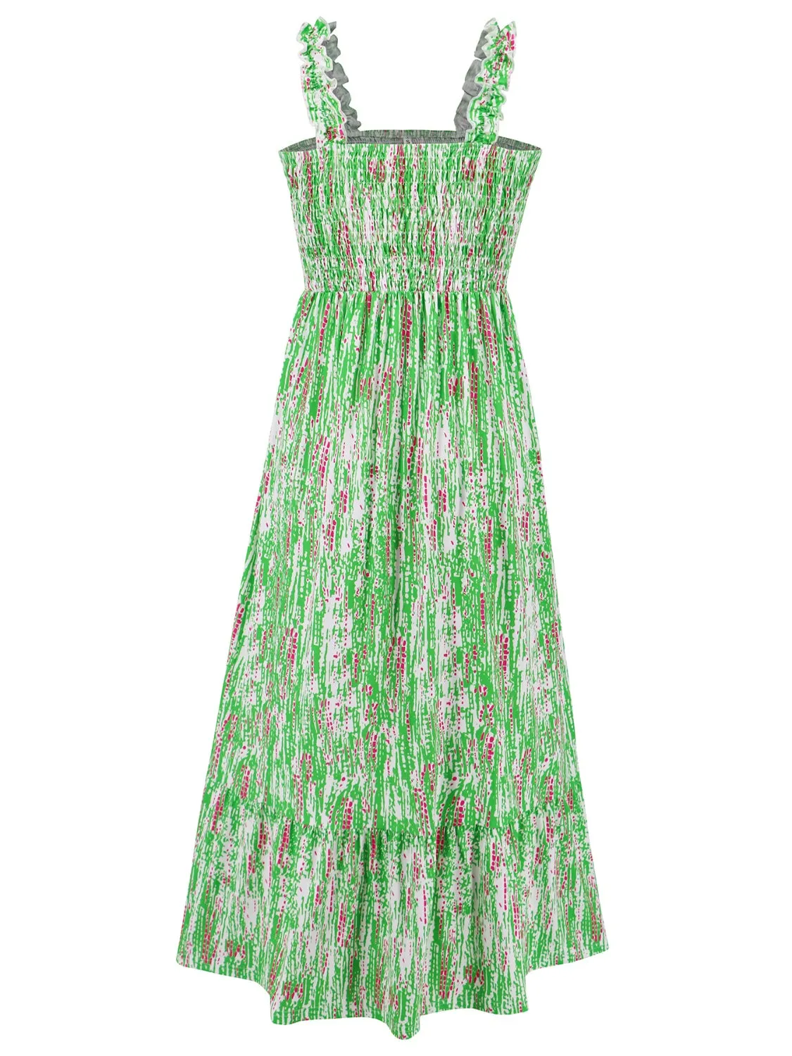 Smocked Printed Square Neck Sleeveless Cami Dress (7 Colors)