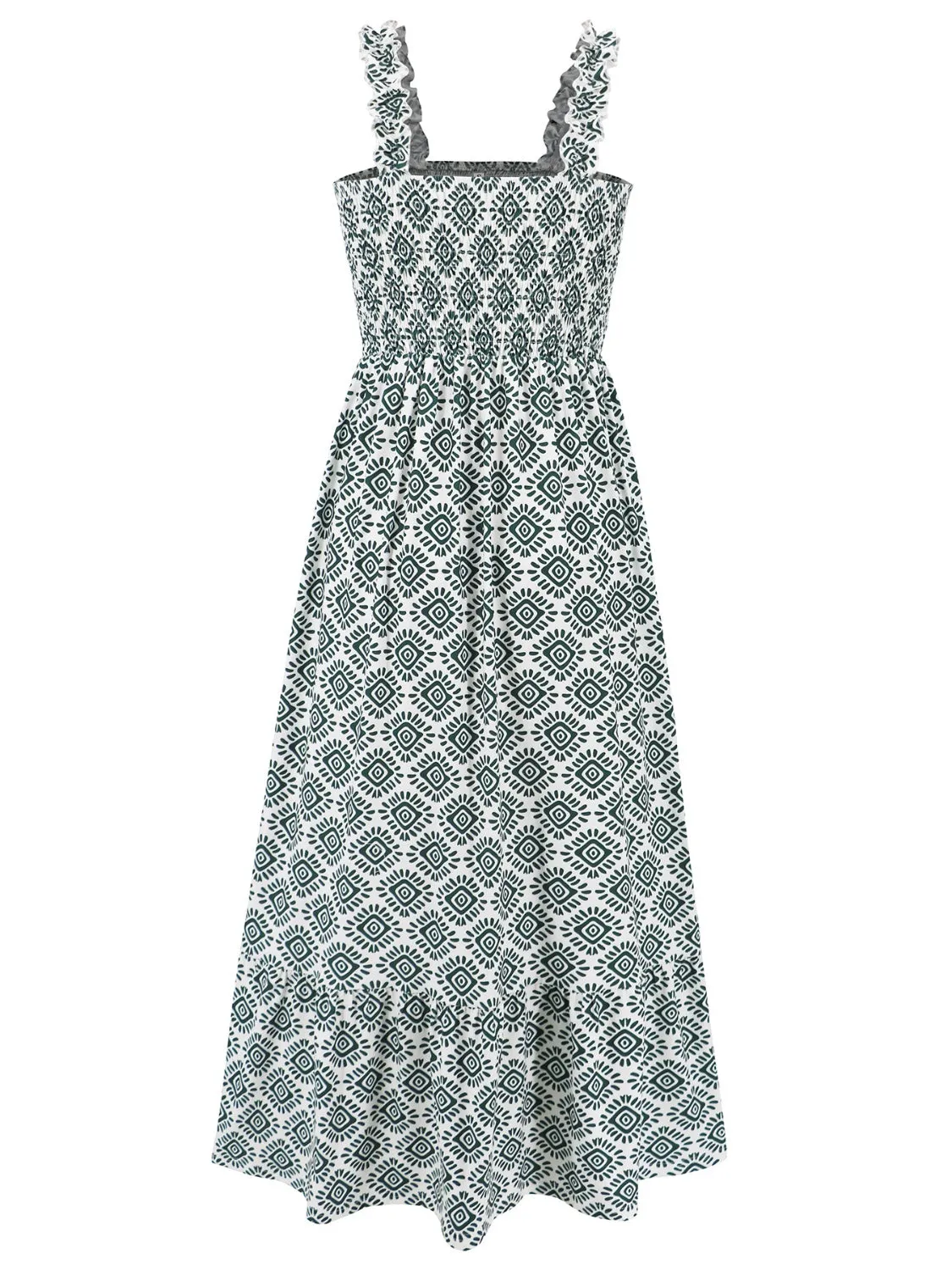 Smocked Printed Square Neck Sleeveless Cami Dress (7 Colors)