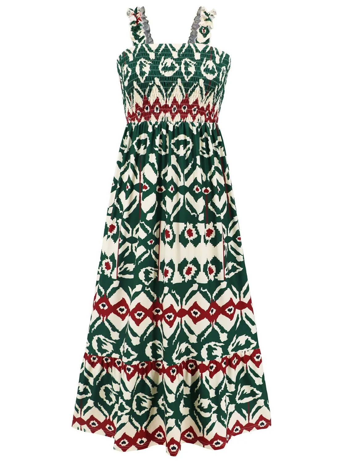 Smocked Printed Square Neck Sleeveless Cami Dress (7 Colors)