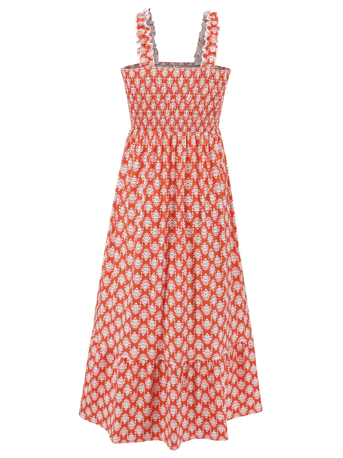 Smocked Printed Square Neck Sleeveless Cami Dress (7 Colors)