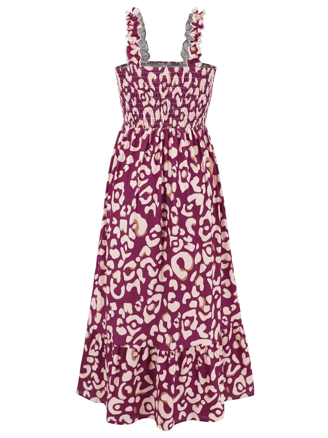 Smocked Printed Square Neck Sleeveless Cami Dress (7 Colors)