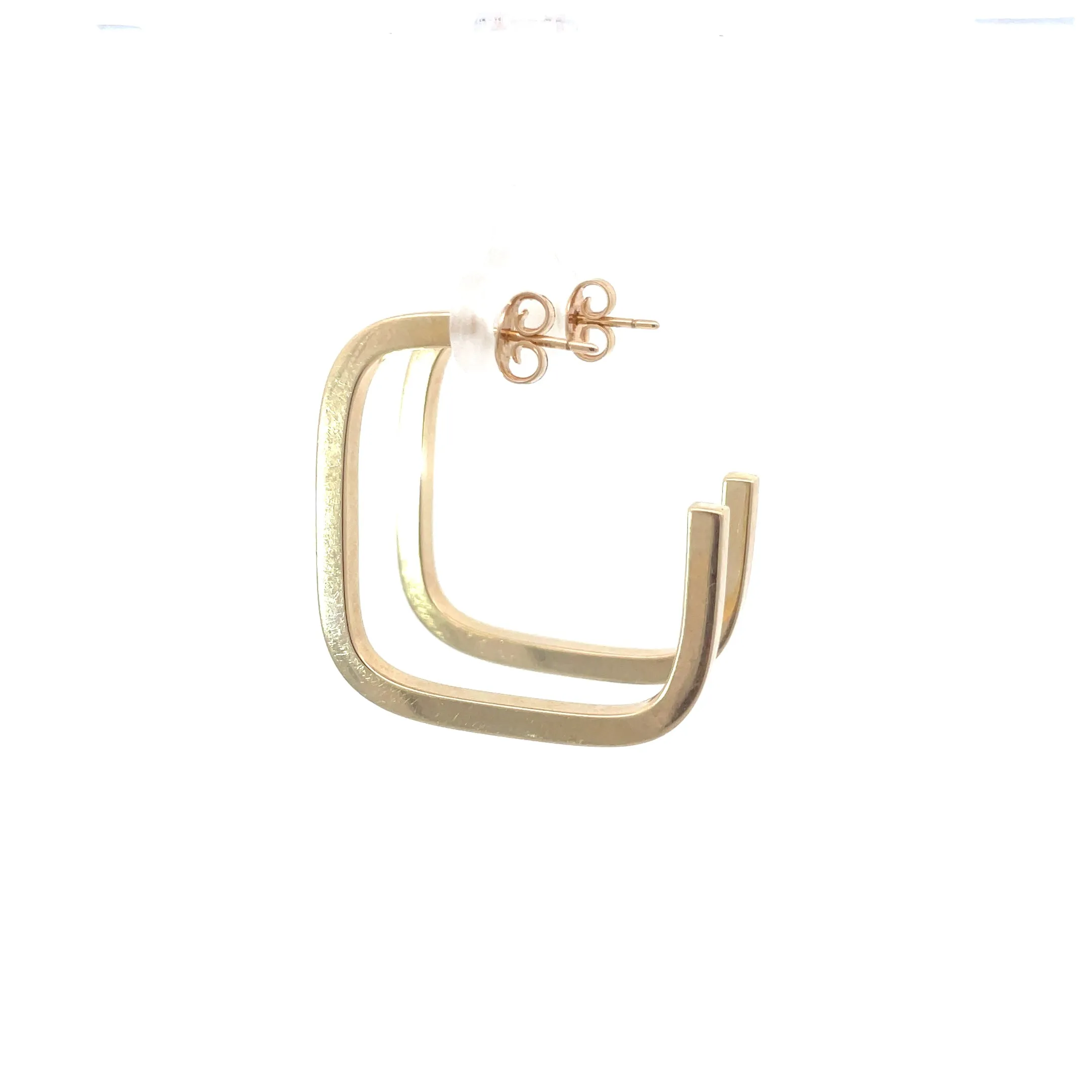 SOLD 14k  Gold Flattened Square Hoop Earrings