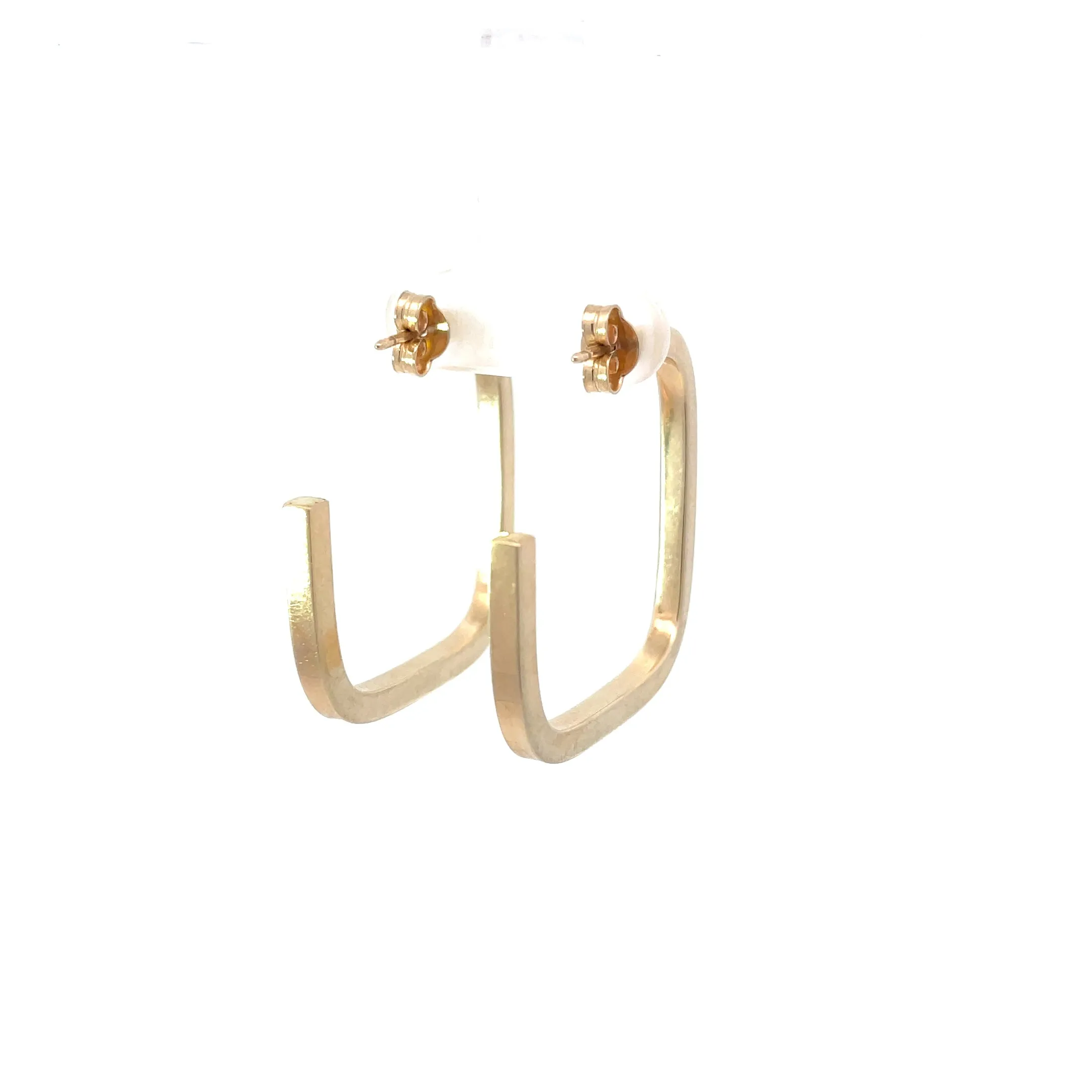 SOLD 14k  Gold Flattened Square Hoop Earrings