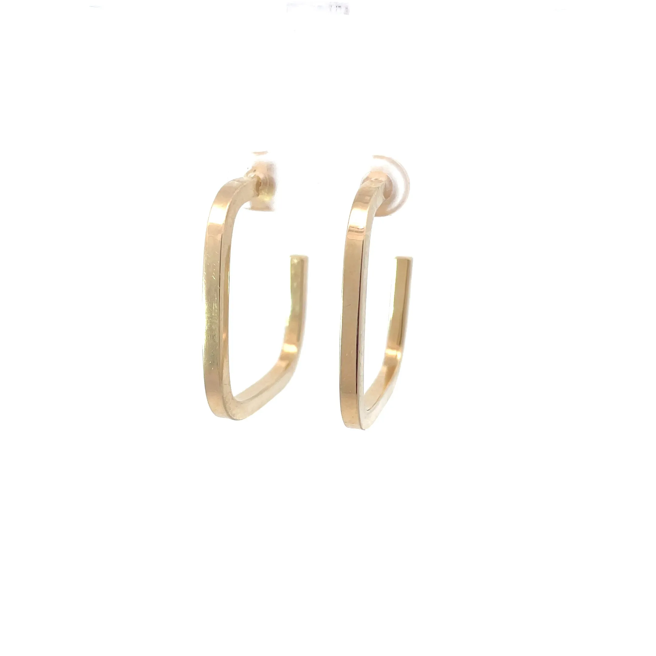 SOLD 14k  Gold Flattened Square Hoop Earrings