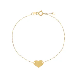 Solid Mini Heart Bracelet 14K