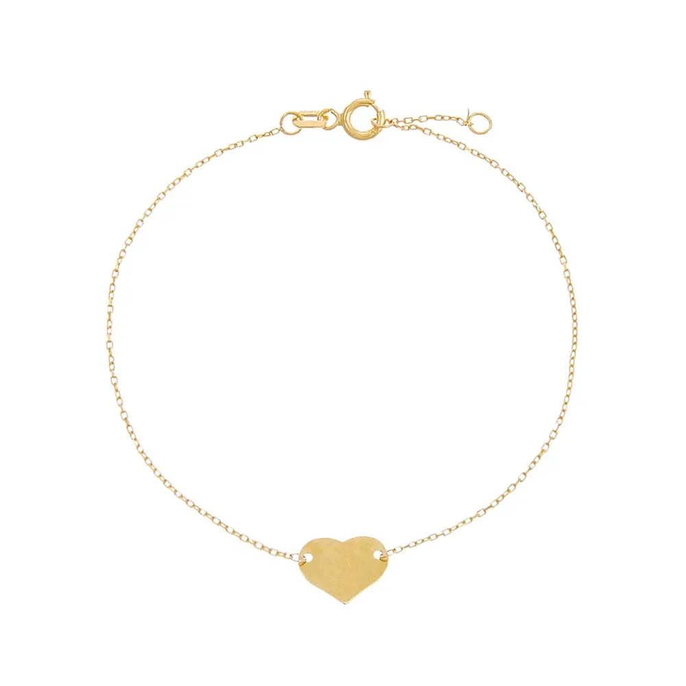 Solid Mini Heart Bracelet 14K