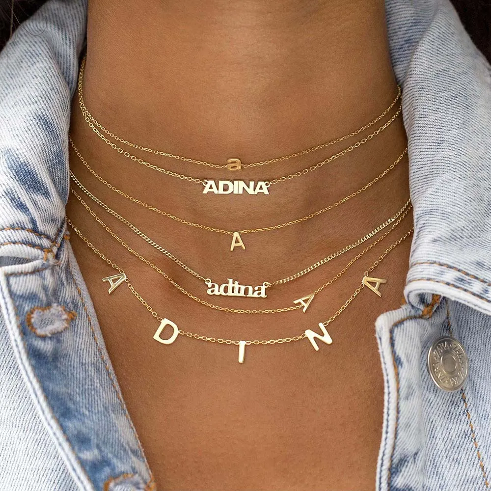 Solid Sideways Initial Necklace
