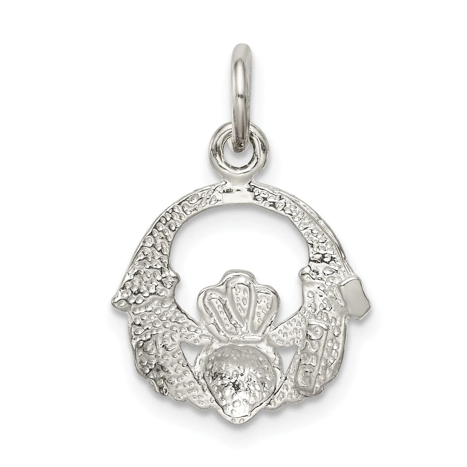Solid Sterling Silver Polished Claddagh Charm