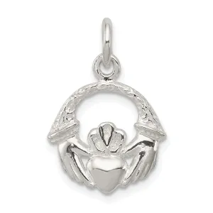 Solid Sterling Silver Polished Claddagh Charm