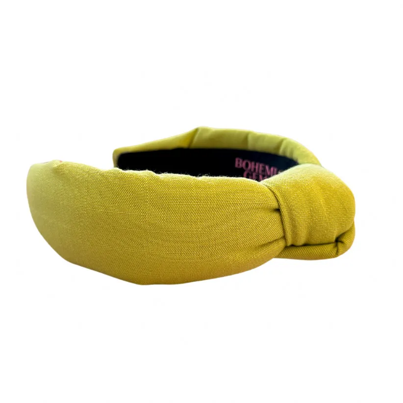 Spring/Summer Chartreuse Linen Knotted Headband