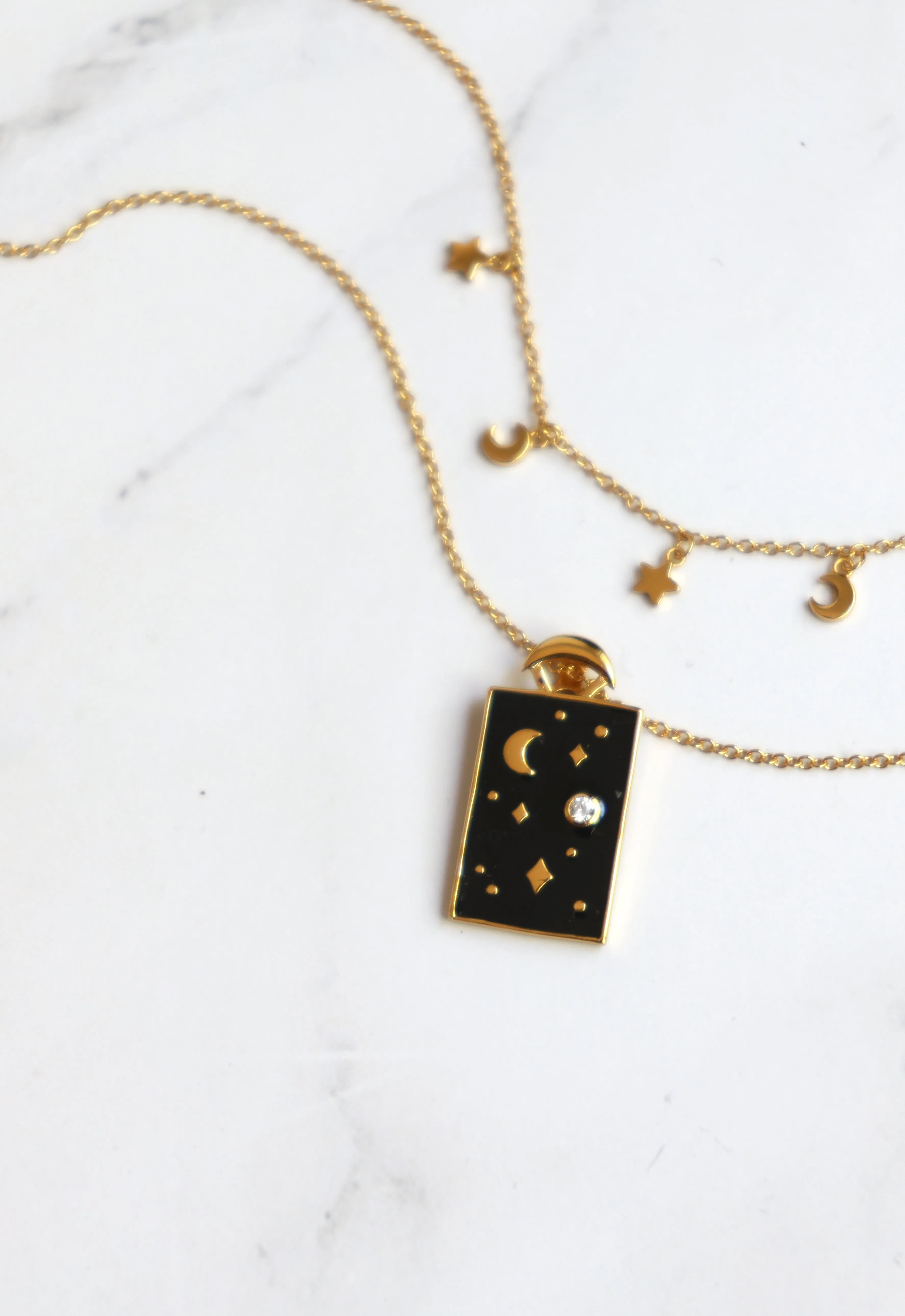 Star & Moon Choker Necklace in Gold