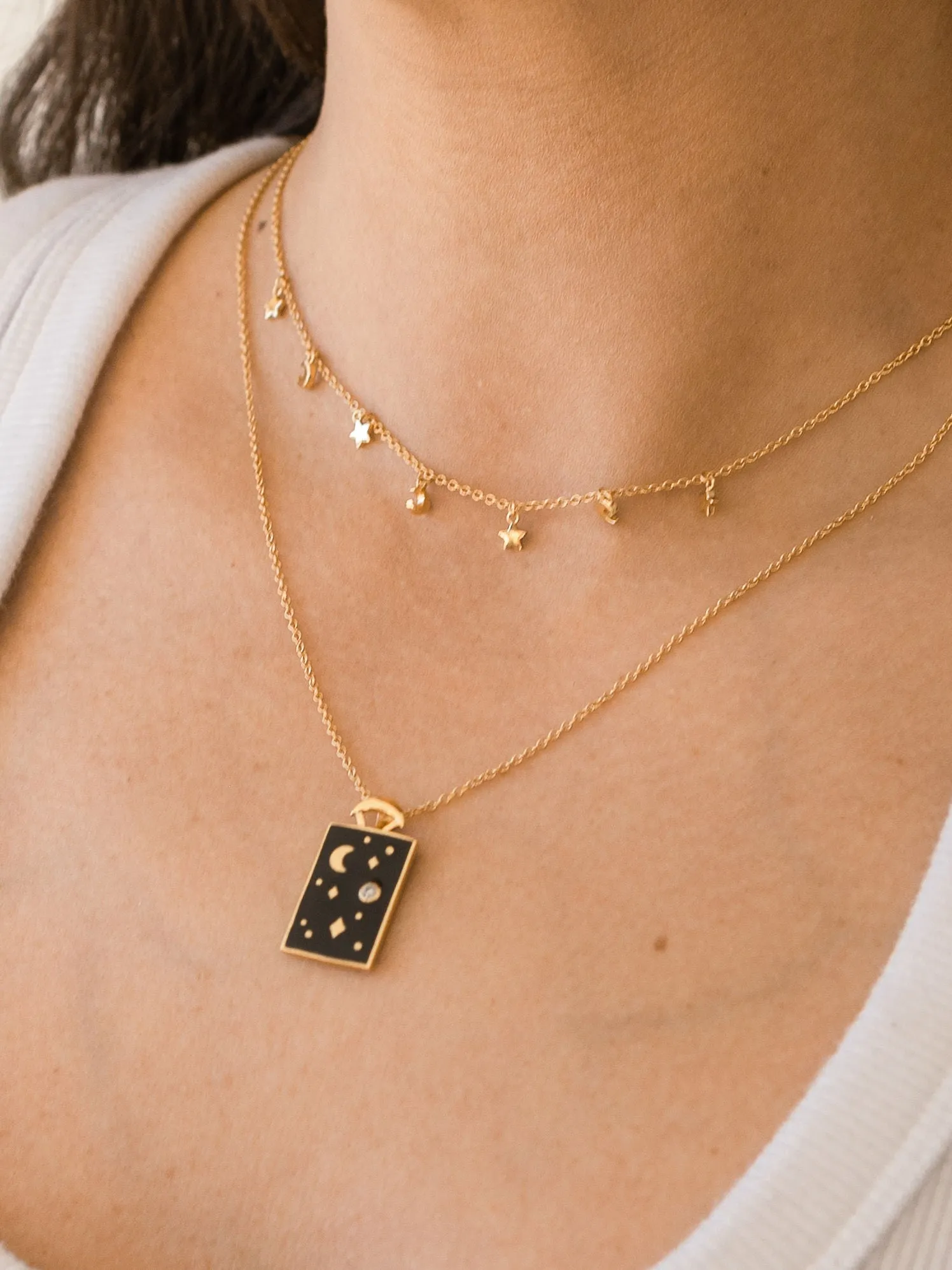 Star & Moon Choker Necklace in Gold