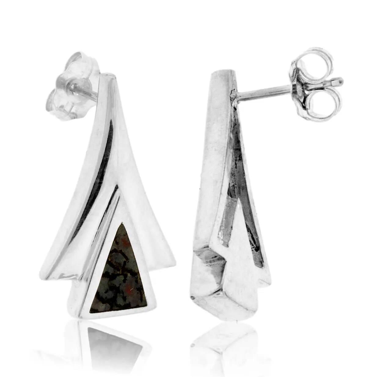 Sterling Silver Inlay Geometric Earrings