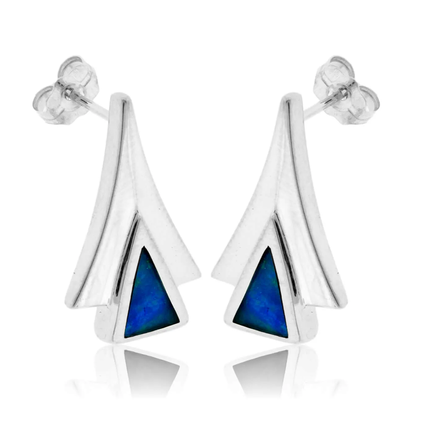 Sterling Silver Inlay Geometric Earrings