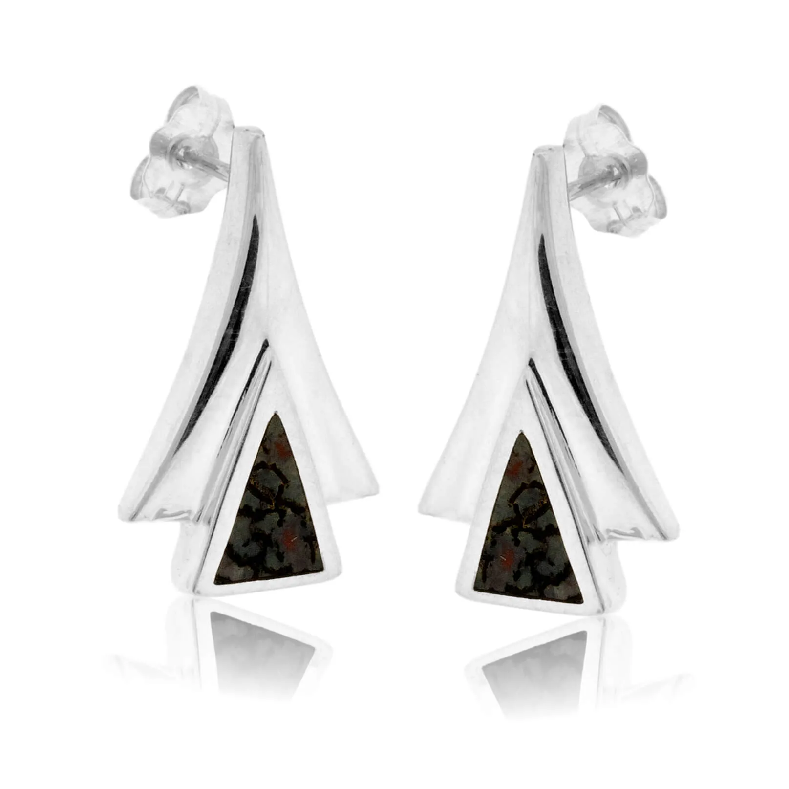 Sterling Silver Inlay Geometric Earrings