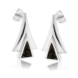 Sterling Silver Inlay Geometric Earrings