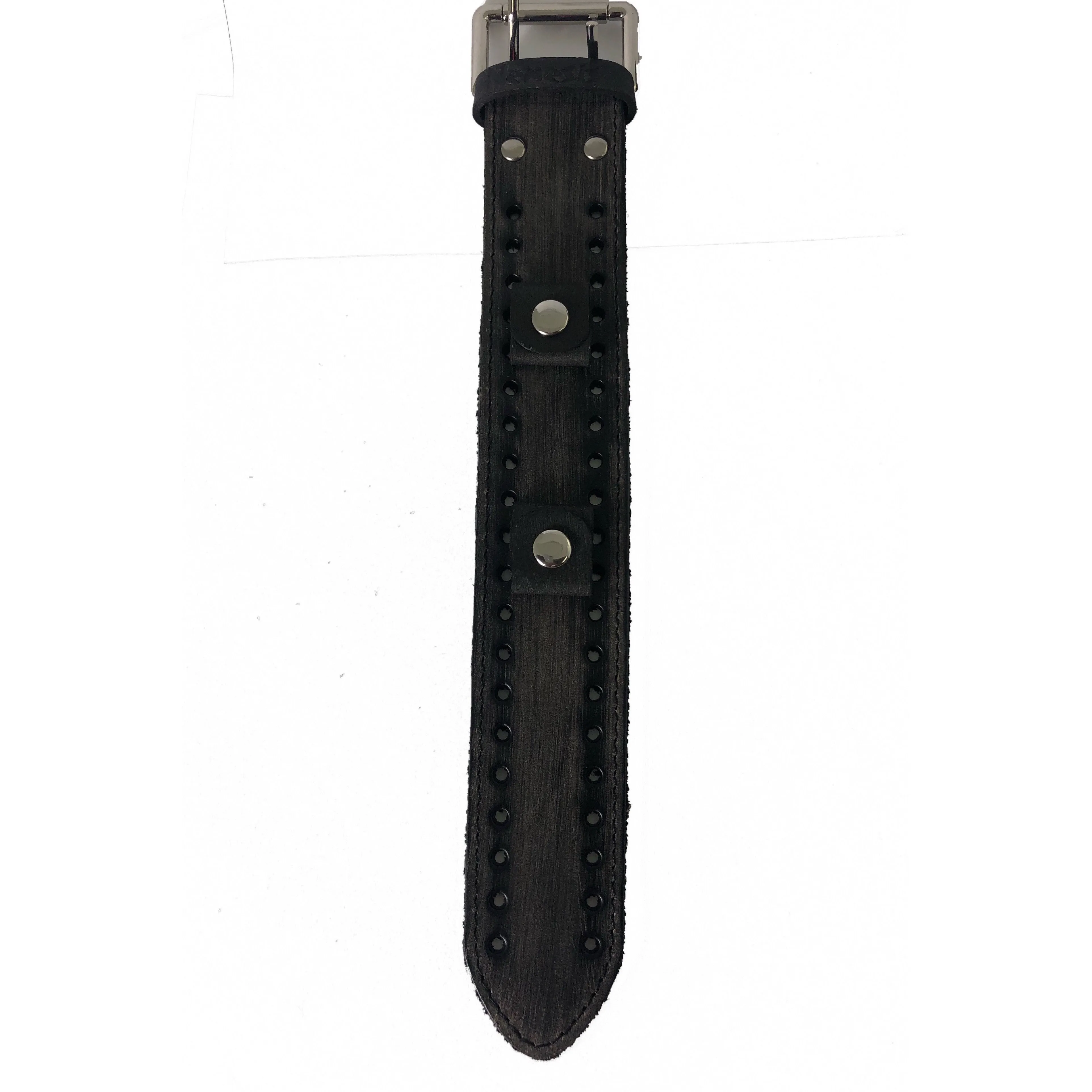 Stitched Perforated Distressed Leather Cuff