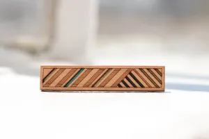 Striped Skinny Tie Clip - Bronze, Teal   Black