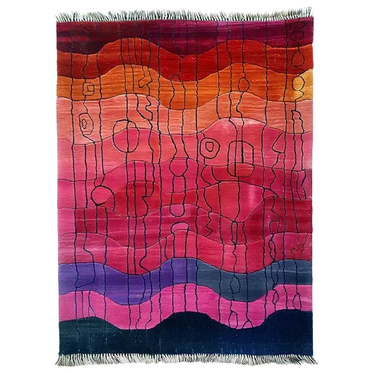 Sunset Reverie Viscose Hand Knotted Wool Rug