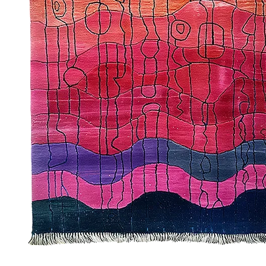 Sunset Reverie Viscose Hand Knotted Wool Rug